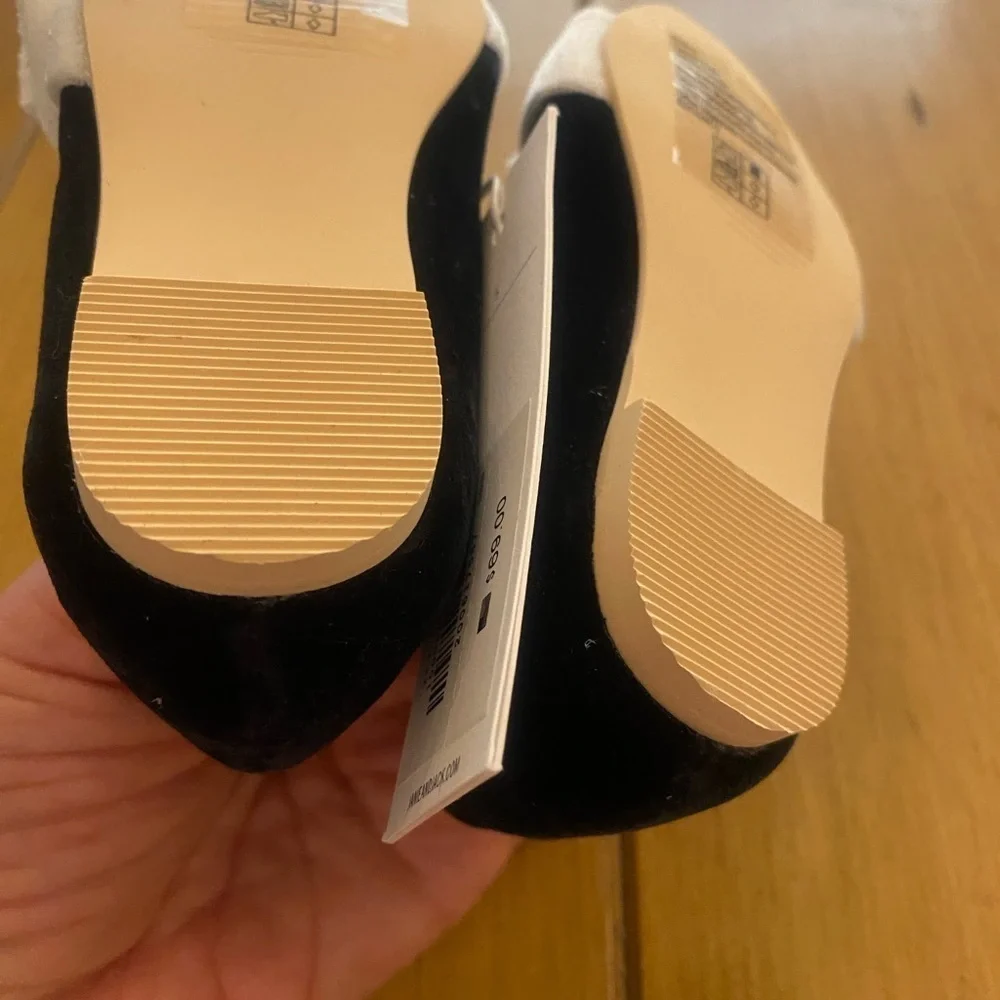 Janie & Jack Girls Black Velvet Flat Dress Shoes New Size 5